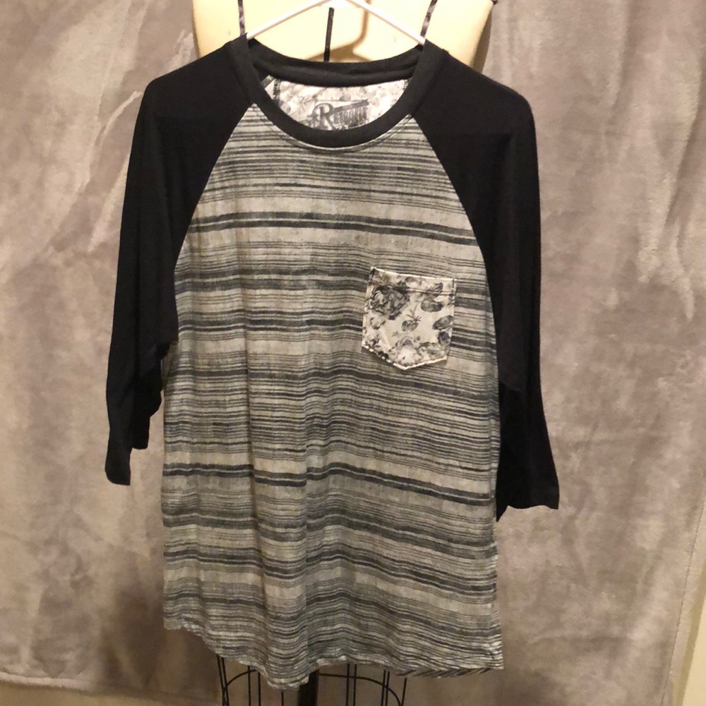 Three quarter sleeve striped t shirt